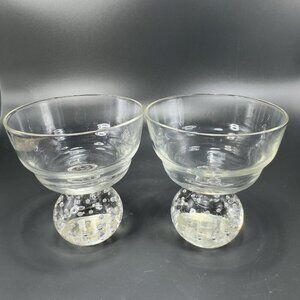 Carl Erickson Clear Controlled Bubble Glasses Stemware BarWare Goblets Cups Set2
